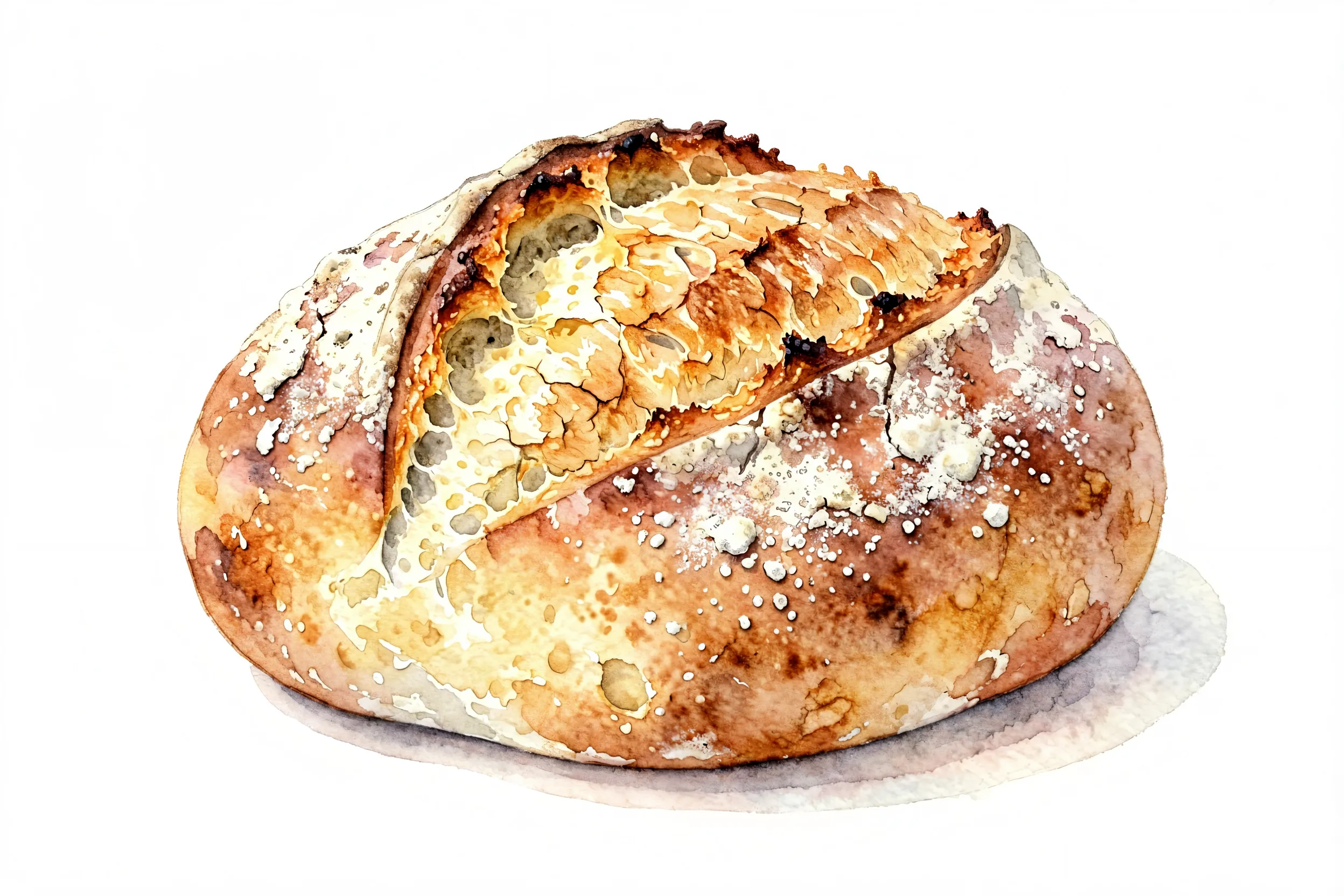 Sourdough loaf with a crackling golden crust