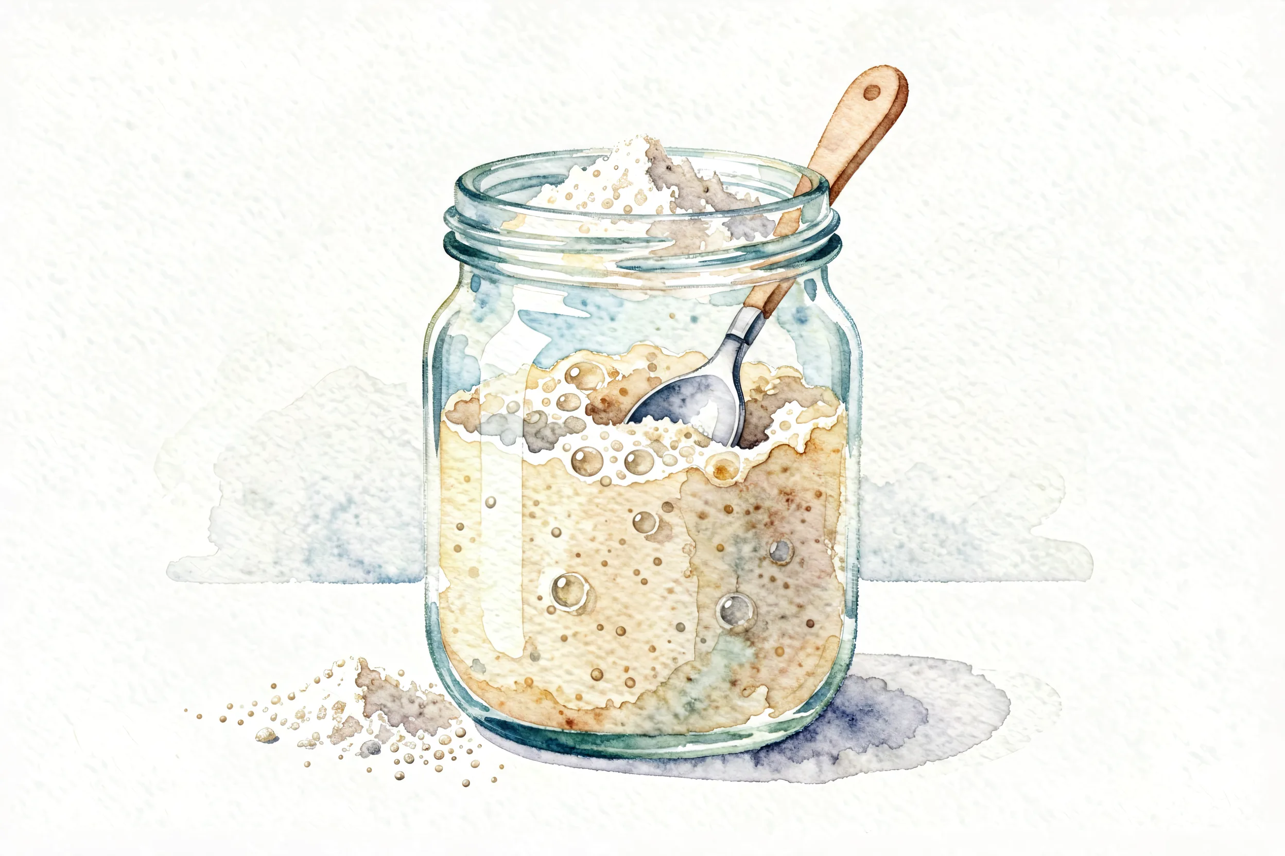 Glass jar of active sourdough starter ready for measuring